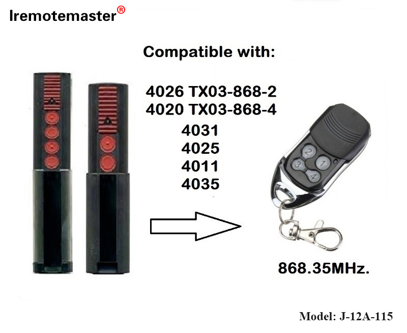 4020 4026 için TX03-868-4 Uzaktan Kumanda 868mhz TX03-8-4 Haddeleme Kodu